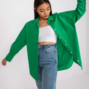 Green cotton shirt for women Irene RUE PARIS