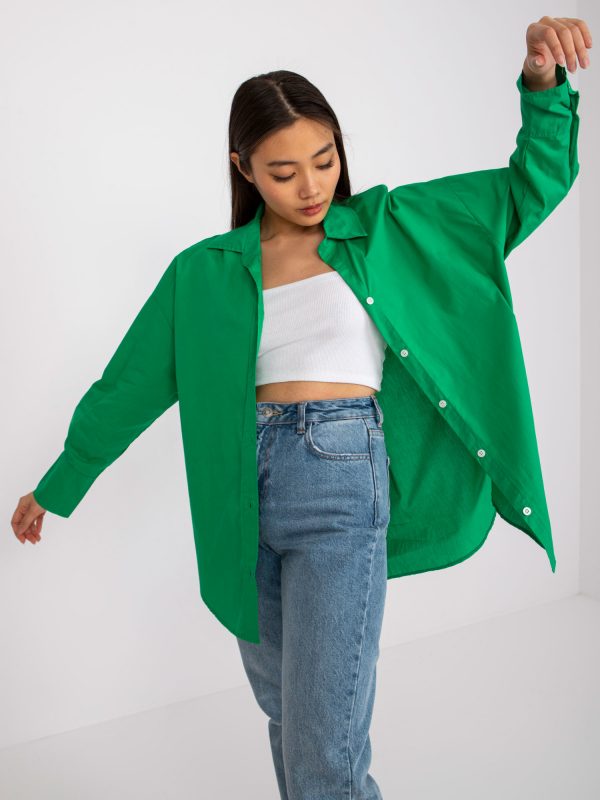 Green cotton shirt for women Irene RUE PARIS