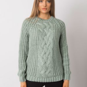 Pistachio sweater with braids Belfast RUE PARIS