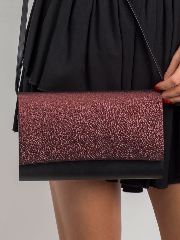 Black and burgundy clutch bag