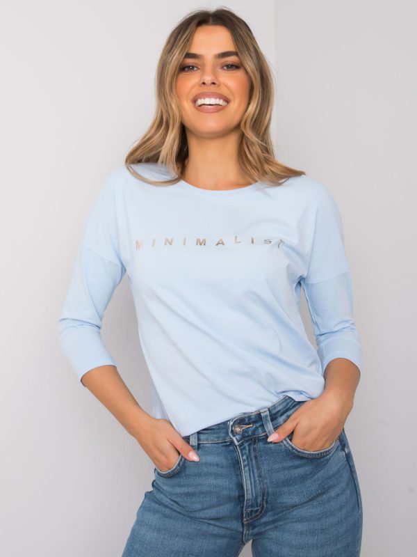 Light blue cotton blouse with cantrice inscription