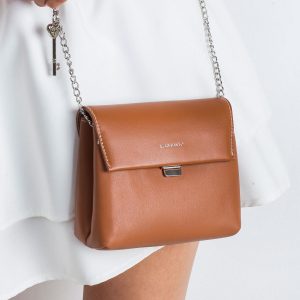 Brown handbag with pendant