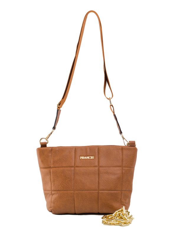 Brown quilted bag with chain