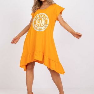 Orange Cotton Casual Dress