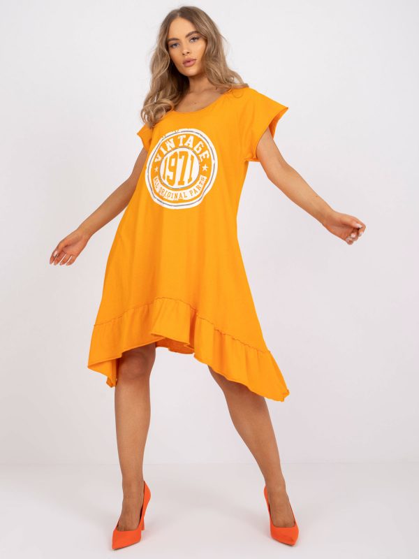 Orange Cotton Casual Dress