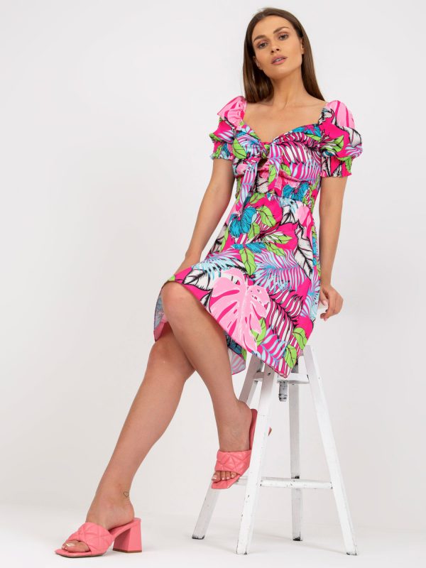 Pink Summer Spanish Dress with Prints