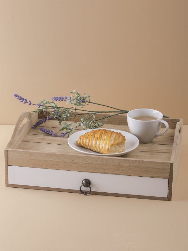 Beige tray with drawer