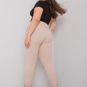 Beige plus size sweatpants with Abelia print