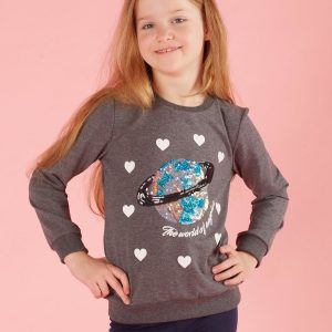 Dark gray sweatshirt for girl with applique