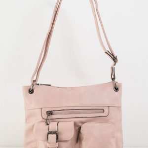 Pale pink handbag on long strap