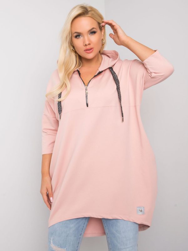 Pale Pink Plus Size Cotton Sweatshirt Adreana