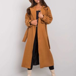 Camel long coat with Tayana belt