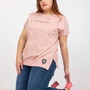 Dirty Pink Casual Plus Size Round Neck Blouse