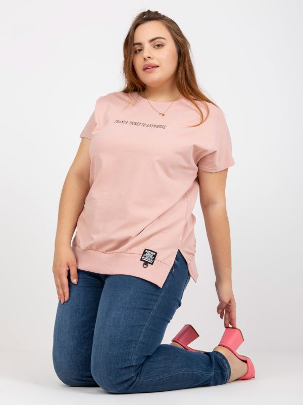 Dirty Pink Casual Plus Size Round Neck Blouse