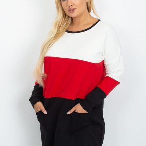 Ecru-red tunic plus size Bease