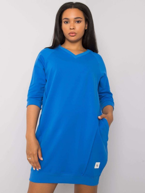 Dark Blue Cotton Plus Size Karissa Dress