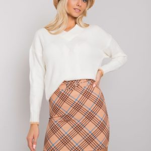 Dark Beige Checkered Mini Skirt Limeira