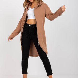 Light brown sweatshirt basic with pockets Tina RUE PARIS