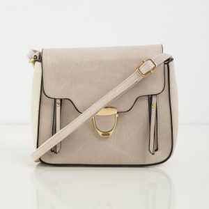 Beige Messenger Bag with Decorative Clasp