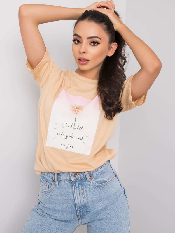 Beige Vanessa Cotton T-Shirt