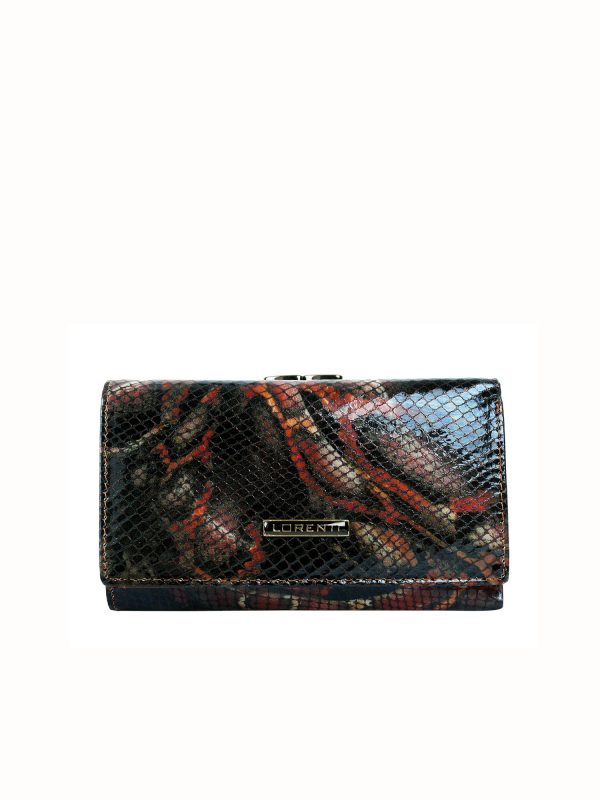 Black and red women's leather wallet