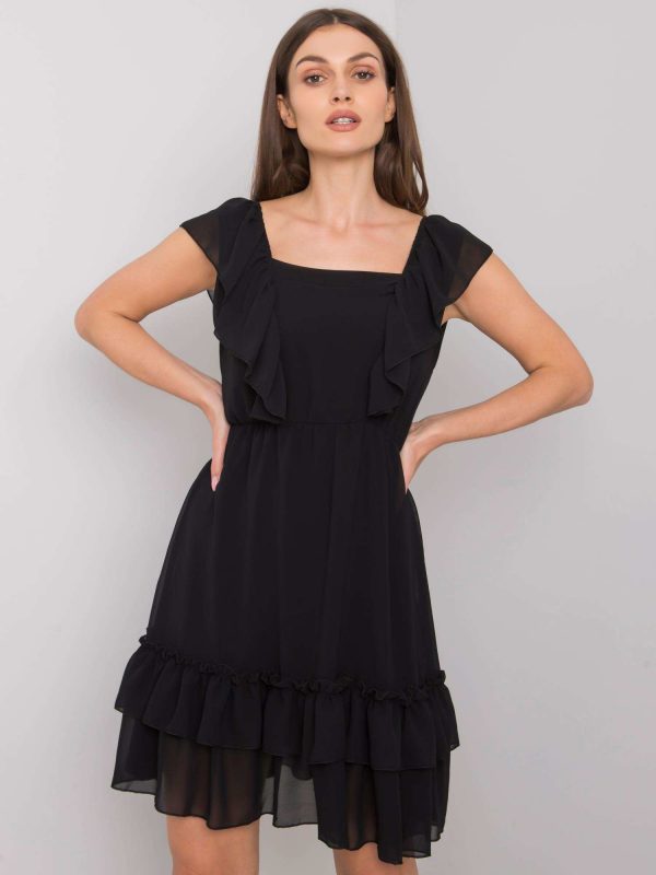 Safina black flounces dress