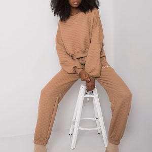 Camel sweatpants with quilting Naomi RUE PARIS