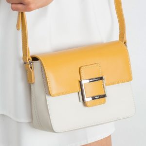 Yellow-beige eco-leather handbag