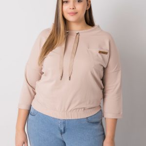 Light beige plus size sweatshirt without hood Pasadena