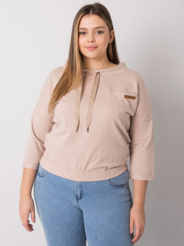 Light beige plus size sweatshirt without hood Pasadena