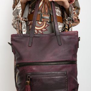 Burgundy eco leather handbag