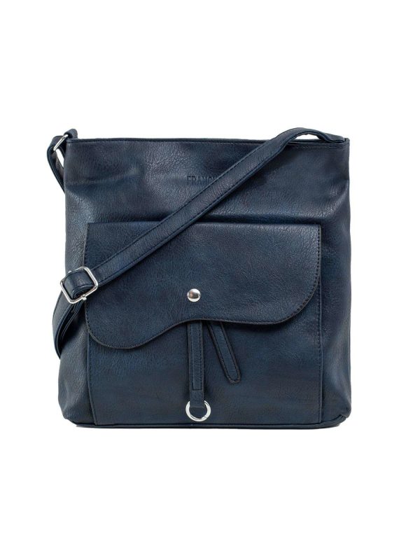 Navy blue bag with decorative pocket