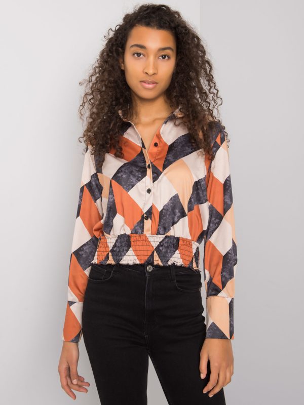 Grizella black and beige shirt blouse