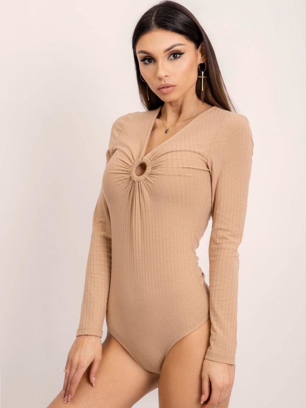 BSL Beige Striped Bodysuit