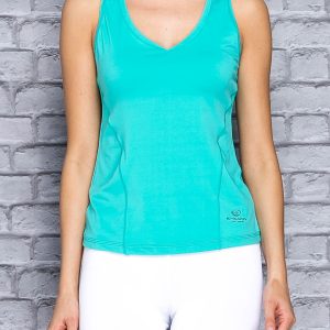 Green sports top with lightweight V neckline