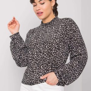 Black blouse with patterns Nika RUE PARIS