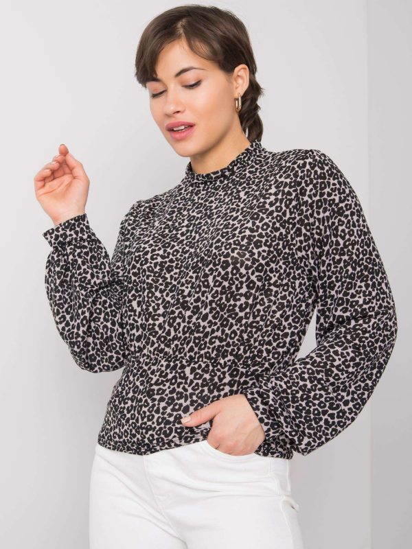 Black blouse with patterns Nika RUE PARIS