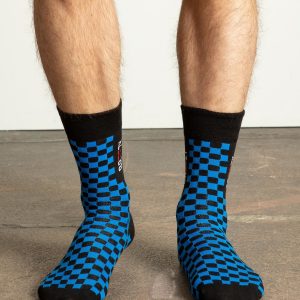 Blue and Black Checkered Men's Socks