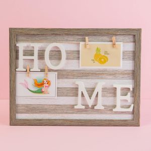 Gray-brown photo frame with inscription