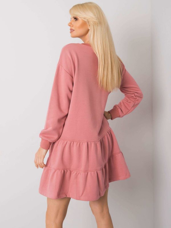 Cassie Dirty Pink Ruffle Sweatshirt Dress