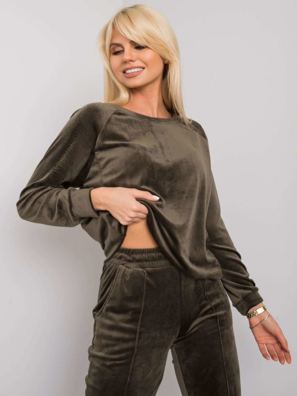 Dark Khaki Velour Two Piece Kimberly Set