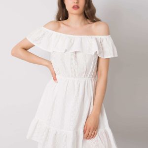 White Spanish dress with frill Veronica