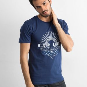 Navy blue cotton men's t-shirt