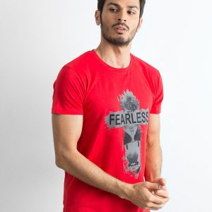 Red Cotton Printed Men's T-Shirt