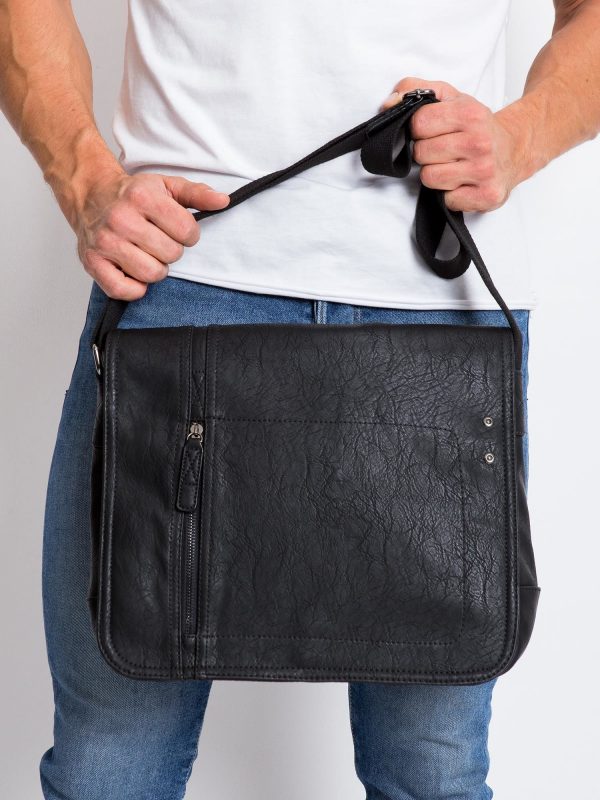 Black Men's Eco Leather Shoulder Bag