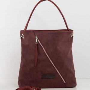 Burgundy women's bag with detachable strap