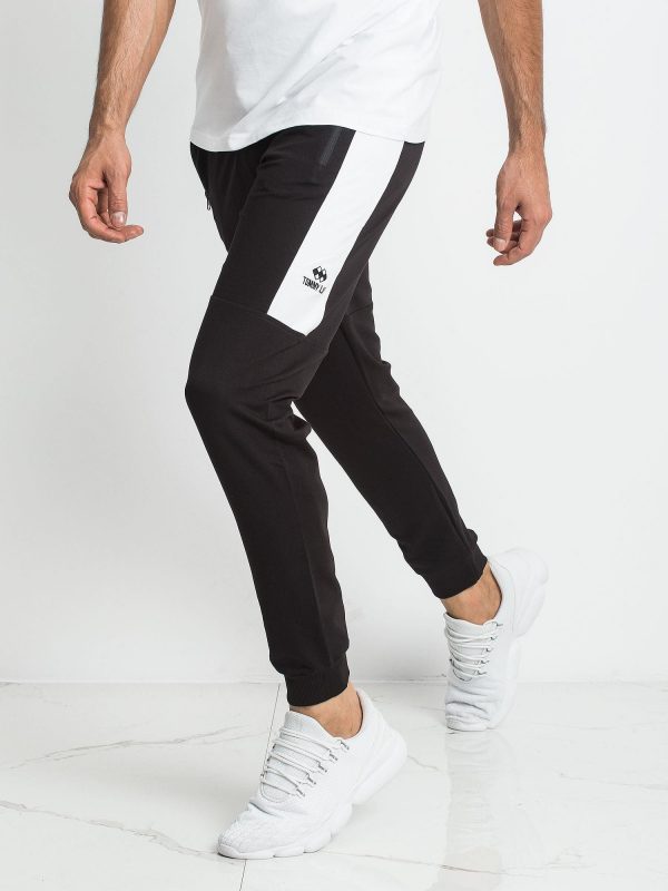 TOMMY LIFE Men's Black and White Sweatpants