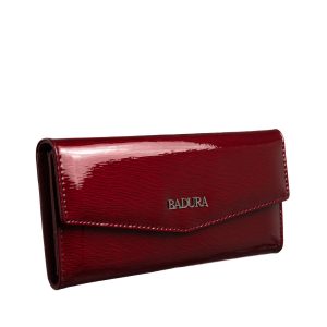 Red patent leather wallet BADURA