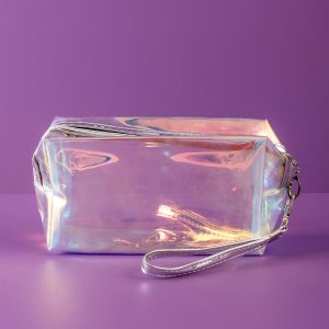 Silver hologram cosmetic bag