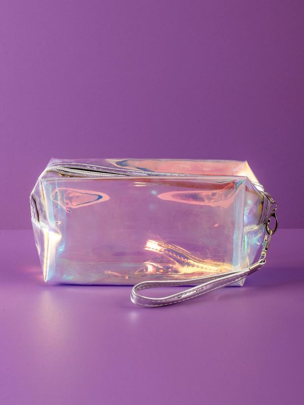 Silver hologram cosmetic bag